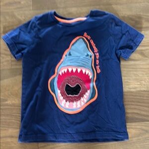 Mini Boden Navy Blue Shark Tee with Orange Trim